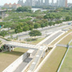 Nicoll Highway with slip road and pedestrian overhead bridge extended from existing bridge